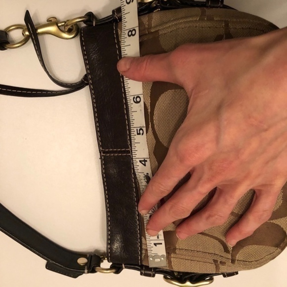 Coach brown leather jacquard signature mini bag - Picture 7 of 14